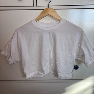 TNA White Short Sleeve Crop Top